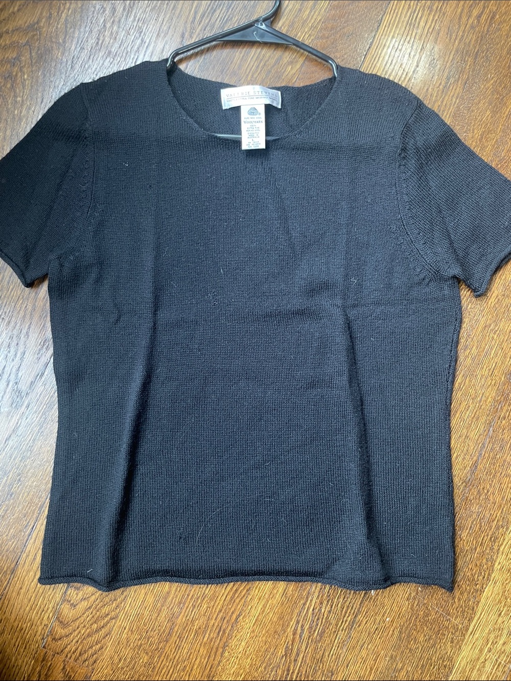 Valerie Stevens Short Sleeve Wool Top in Black